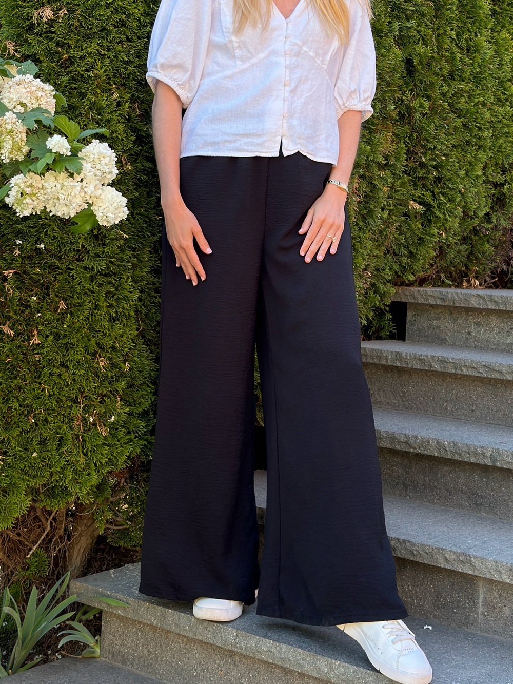 Street Wear Society Wide-Leg Black Women's Pants - Classic Pull-On Trousers